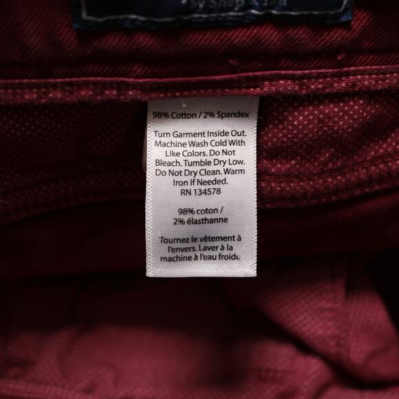 Vineyard Vines Cavalry Twill 5 Pocket Pants Burgundy Red Straight Leg Size 28x30 - Picture 8 of 10